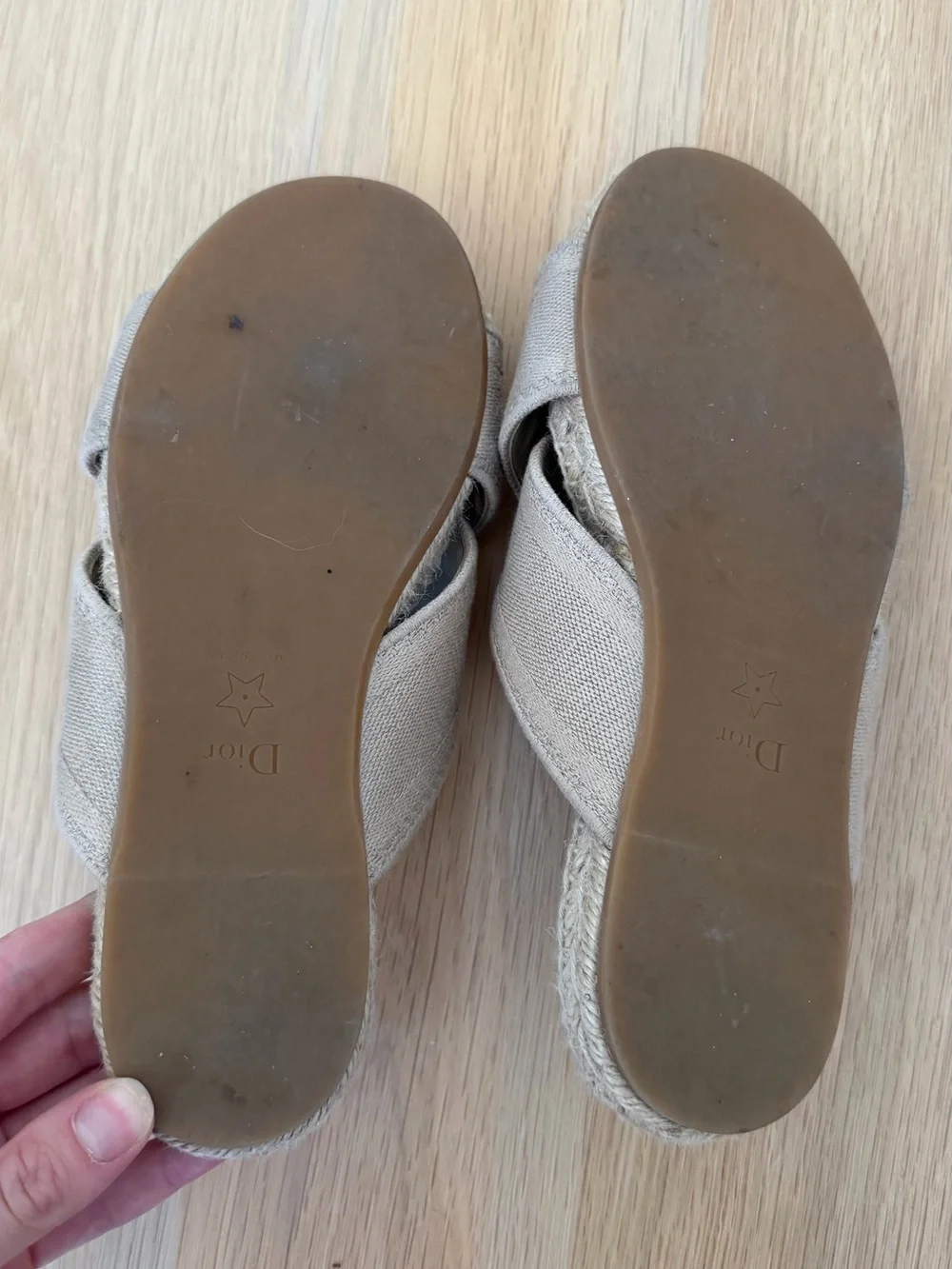 Dior Grainsville Beige Cross-Strap Espadrille Slides size 36